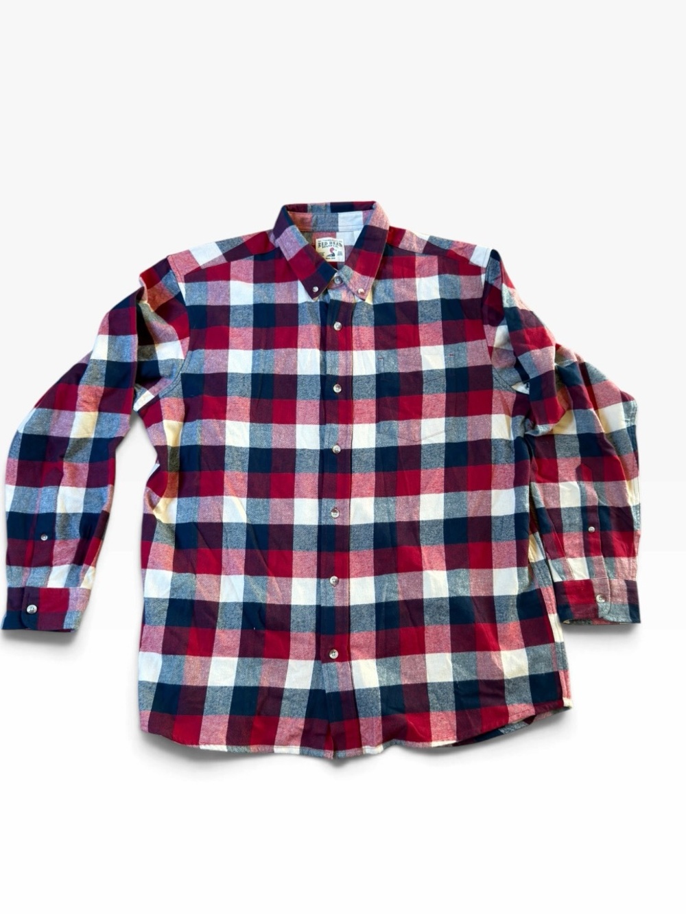 RedHead Brand Co Men’s XL Buffalo Plaid Flannel Shirt 100% Cotton Red Navy